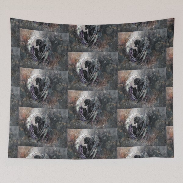 Item preview, Black Lab and Black Cat in the Rain with Wings designed and sold by TabbyCatXIII.