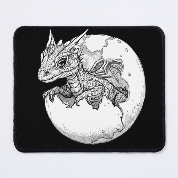 Item preview, Cute Baby Dragon Hatchling Out Of Egg Fantasy Lineart designed and sold by DH-ArtLab.