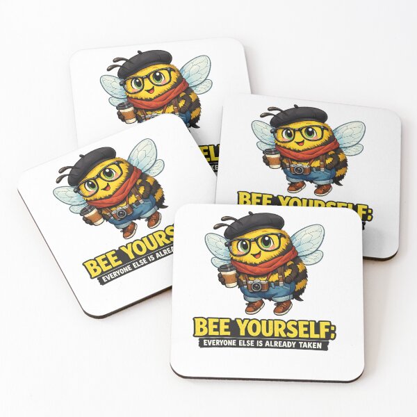 Item preview, Oscar Wilde Inspired Hipster Bumble Bee | Bee Yourself Everyone Else Is Already Taken | Cute Kawaii Bee Cartoon Sticker designed and sold by Donsean22.