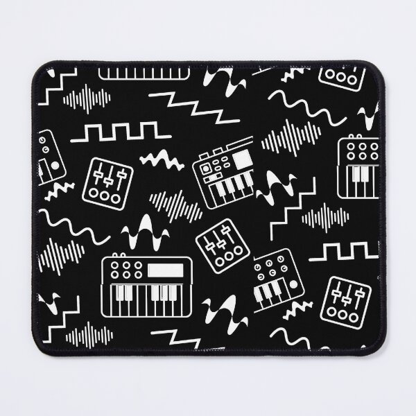 Item preview, Minimal Synth Line Art Pattern - 80s Retro Synthesizer Keyboard Waveform All Over Print Black designed and sold by Graphroad.