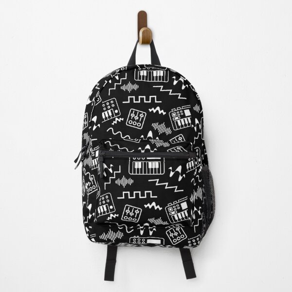 Item preview, Minimal Synth Line Art Pattern - 80s Retro Synthesizer Keyboard Waveform All Over Print Black designed and sold by Graphroad.
