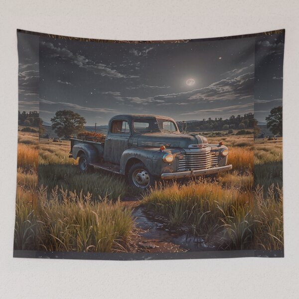 Item preview, Vintage Truck Moonlit Field Wall Art designed and sold by BeautifulVirtues.