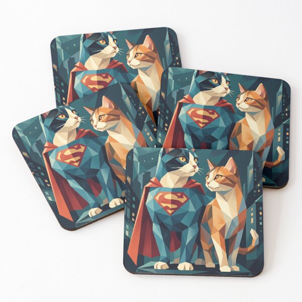 Item preview, Super Cats & The Guardian | Geometric Superhero Cat Art - Low Poly Space Hero Design designed and sold by TheCoolCatsMx.