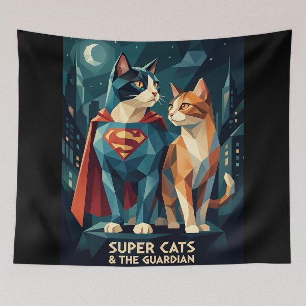 Item preview, Super Cats & The Guardian | Geometric Superhero Cat Art - Low Poly Space Hero Design designed and sold by TheCoolCatsMx.
