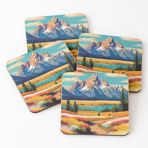 Item preview, Grand Teton National Park Vintage Travel Poster Style Artwork designed and sold by Hallowed Artistry.
