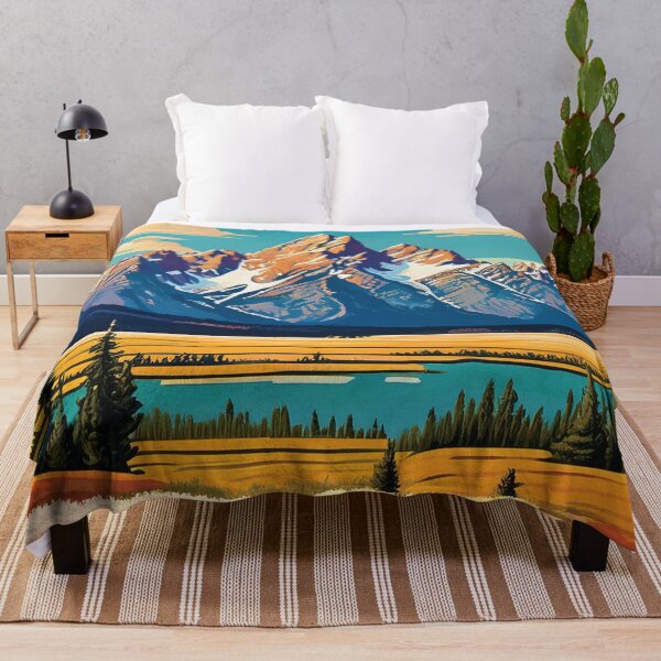 Item preview, Grand Teton National Park Vintage Travel Poster Style Artwork designed and sold by Hallowed Artistry.