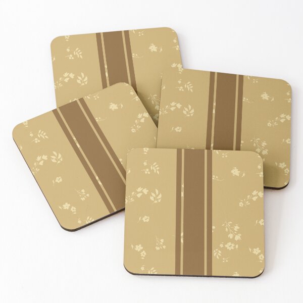 Item preview, Falling Floral and Stripes Pattern in Honey Wheat designed and sold by ThisArtMama.