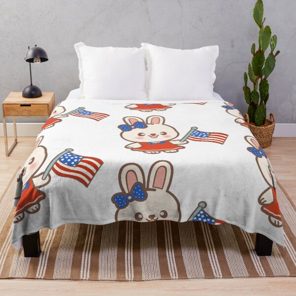 Item preview, Cute Bunny Rabbit Holding American Flag Patriotic Holiday Character Art designed and sold by Teenidesign .