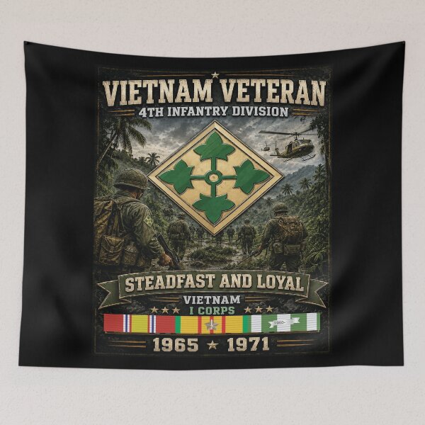 Artikelvorschau, 4. Infanteriedivision – Standhaft und loyal – Vietnamveteran entworfen und verkauft von Military Insignia Products.