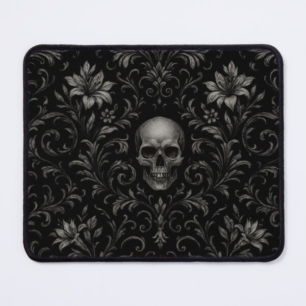 Item preview, Gothic Damask Skull Pattern – Baroque Floral on Black designed and sold by cabuks.