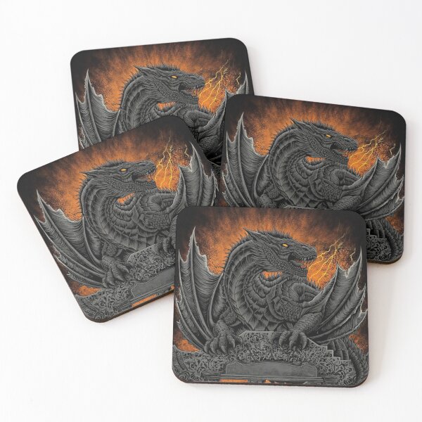 Item preview, Ancient Black Dragon Guardian – Dark Fantasy Mythical Beast Art designed and sold by Bluebubbies.