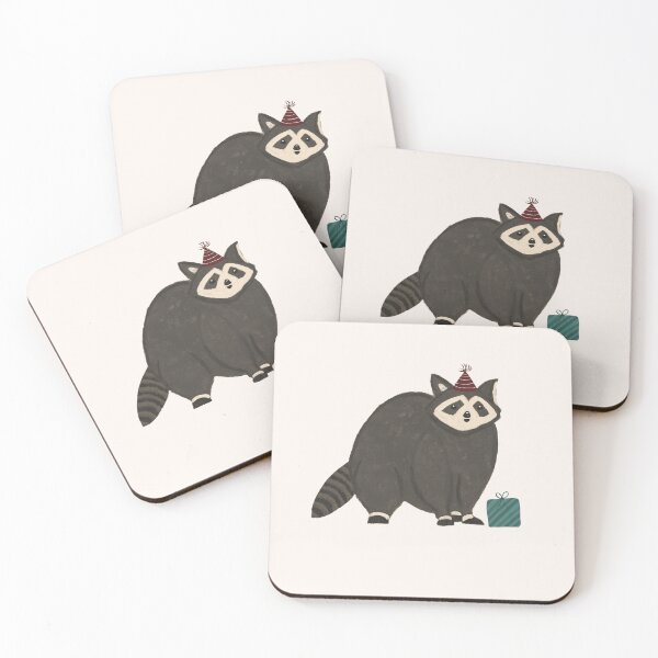 Item preview, Cute Raccoon in Party Hat with Birthday Present - Whimsical Gift for Raccoon Lovers designed and sold by studiosunanda.