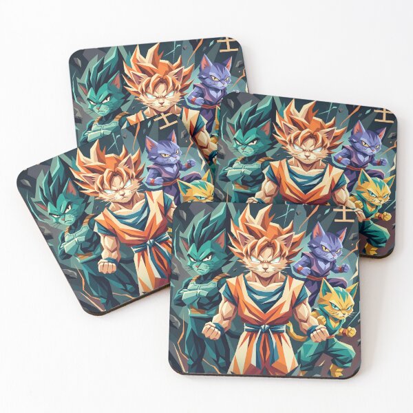 Item preview, Dragon Ball Z Cat Warriors | Geometric DBZ Style Anime Art - Super Saiyan Feline Power designed and sold by TheCoolCatsMx.