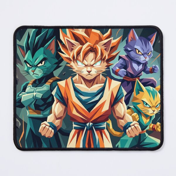 Item preview, Dragon Ball Z Cat Warriors | Geometric DBZ Style Anime Art - Super Saiyan Feline Power designed and sold by TheCoolCatsMx.
