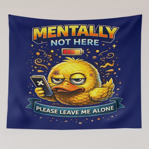 Item preview, Mentally Not Here Duck Shirt – Funny Introvert Meme, Social Battery Low, Relatable Burnout Graphic Tee designed and sold by FunkyVista.