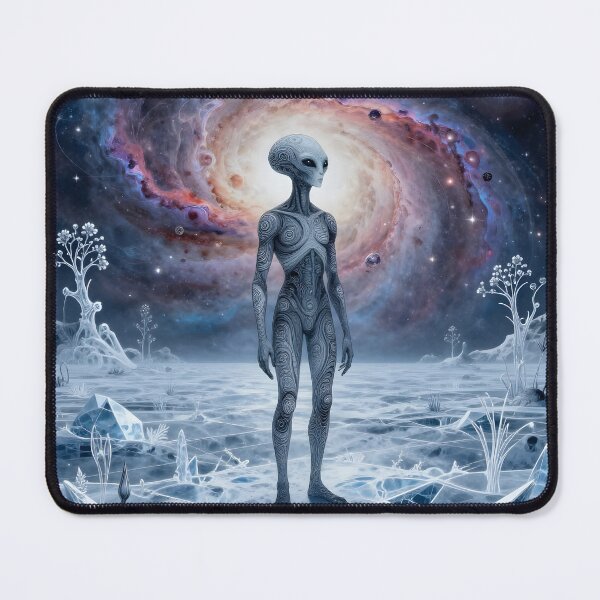 Item preview, Alien Figure on Extraterrestrial Landscape designed and sold by Roanemermaid.
