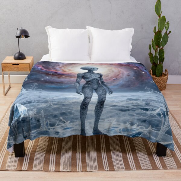 Item preview, Alien Figure on Extraterrestrial Landscape designed and sold by Roanemermaid.
