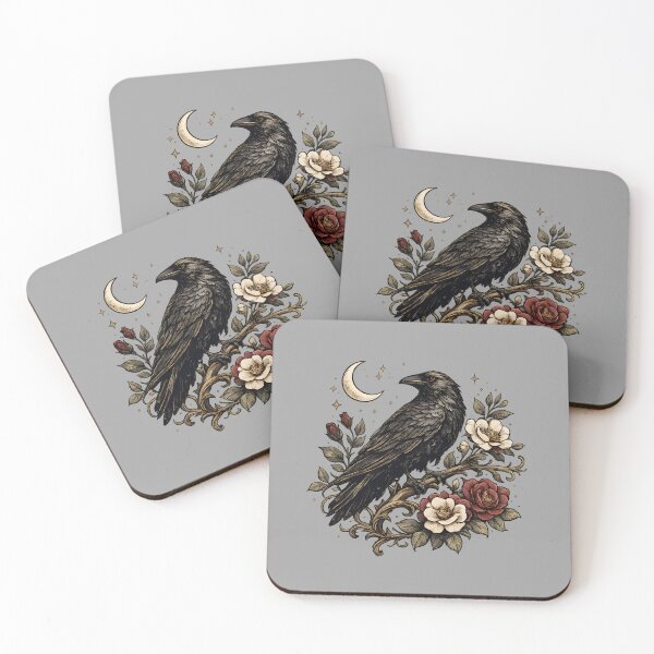 Item preview, Vintage Raven and Wild Roses Gothic Botanical Art T-Shirt & Sticker designed and sold by Akter-sikder.