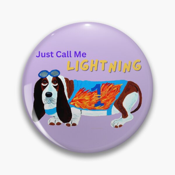 Item preview, Basset Hound racing dog, JUST CALL ME LIGHTNING designed and sold by Squirreldumplings.