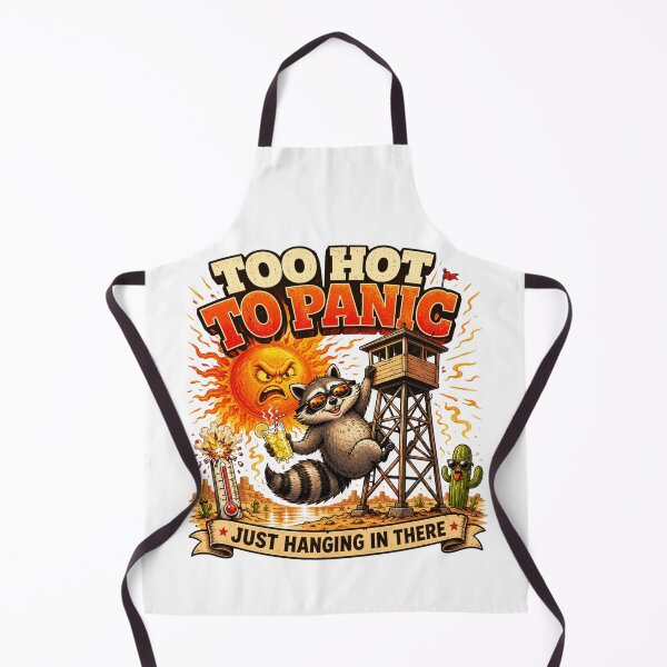 Item preview, Too Hot To Panic Funny Raccoon Heat Wave Summer Desert Watchtower Cartoon designed and sold by HOUSE OF TIST.
