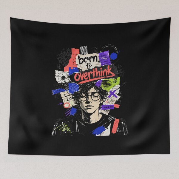 Item preview, Born To Overthink Urban Collage Graphic designed and sold by moxivra.