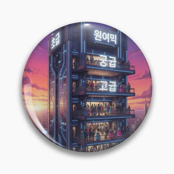 Item preview, Korean language tower skyscraper levels Seoul learner progress art gift designed and sold by language-des.