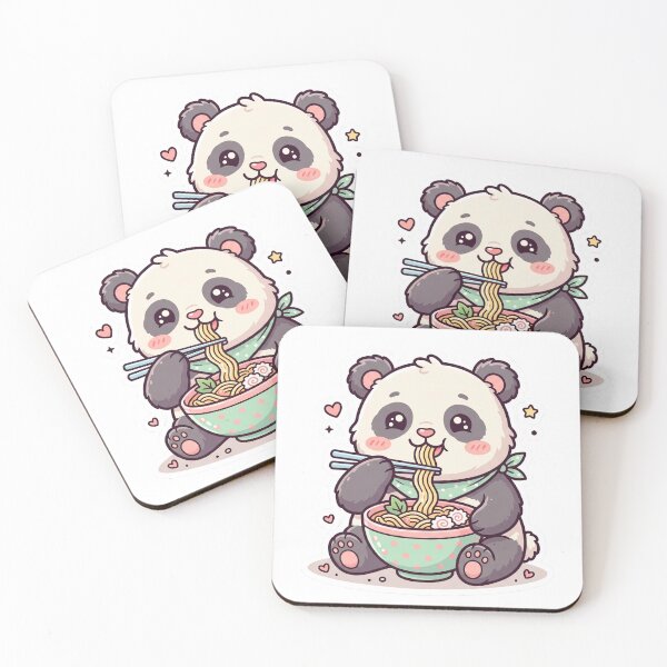 Item preview, Cute Panda Eating Ramen Noodles Sticker Art designed and sold by tommytvkids.