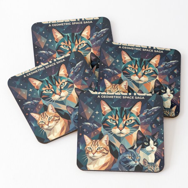 Item preview, Catstar Galactica | Geometric Space Saga - Epic Feline Cosmic Adventure Art designed and sold by TheCoolCatsMx.