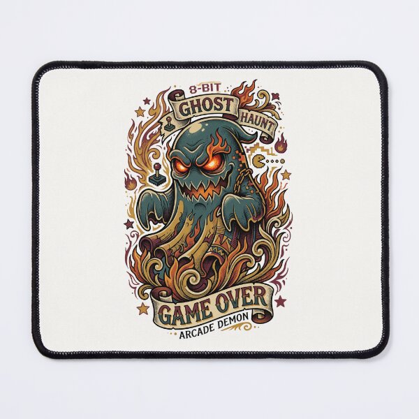 Item preview, Retro Arcade Ghost Neo Traditional Tattoo Flash Gothic Gamer designed and sold by RetroRewind Studio.