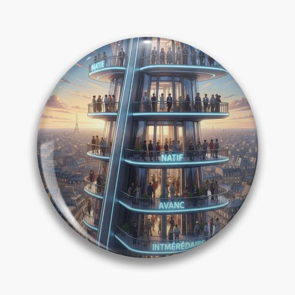 Item preview, French language tower Paris levels learner progress art Haussmann gift designed and sold by language-des.