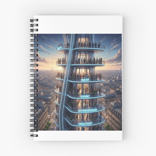 Item preview, French language tower Paris levels learner progress art Haussmann gift designed and sold by language-des.