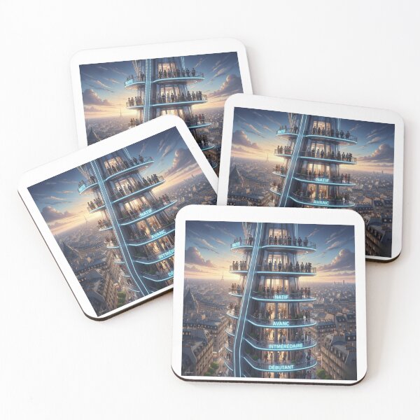 Item preview, French language tower Paris levels learner progress art Haussmann gift designed and sold by language-des.