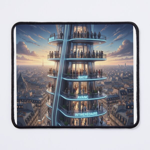 Item preview, French language tower Paris levels learner progress art Haussmann gift designed and sold by language-des.