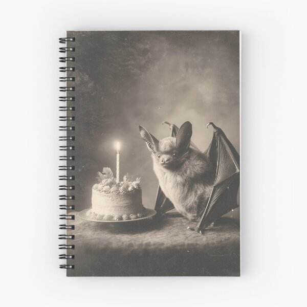 Item preview, Vintage Birthday Bat with Candle Cake designed and sold by SpecInkStudio.