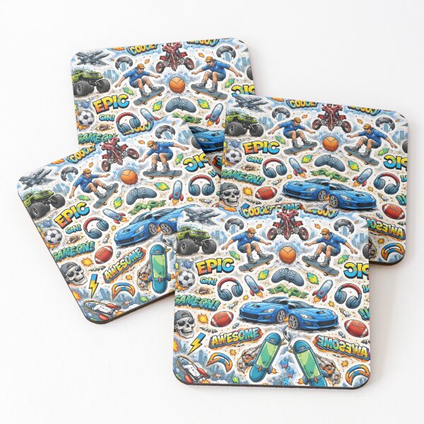 Item preview, Epic Gaming and Skate Sticker Bomb - Cool Streetwear Doodle Pattern designed and sold by gokhanuzen.