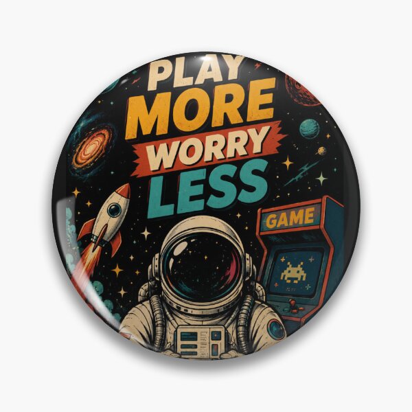Item preview, Play More Worry Less  Retro Space Gamer Aesthetic designed and sold by MeowTouch Art.