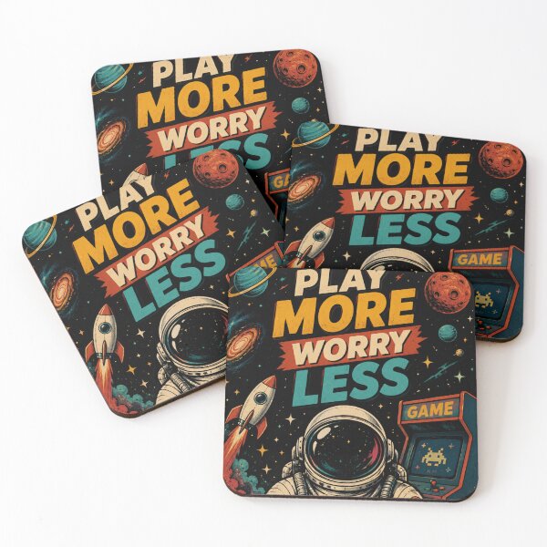 Item preview, Play More Worry Less  Retro Space Gamer Aesthetic designed and sold by MeowTouch Art.