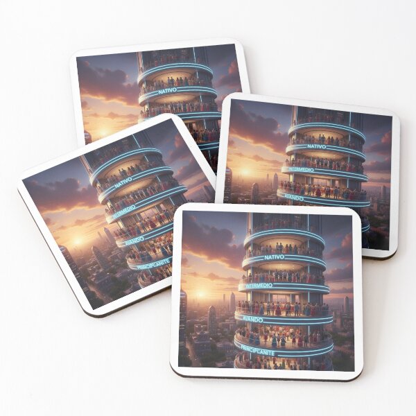 Item preview, Spanish language tower Latin America levels learner progress art CDMX gift designed and sold by language-des.