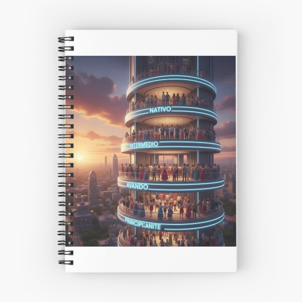 Item preview, Spanish language tower Latin America levels learner progress art CDMX gift designed and sold by language-des.