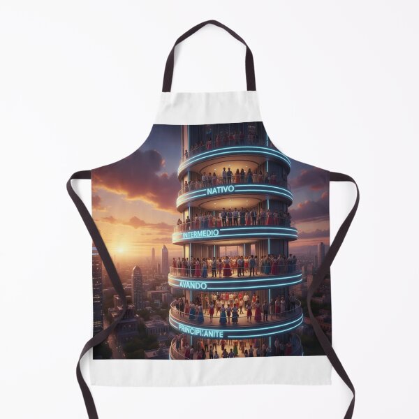 Item preview, Spanish language tower Latin America levels learner progress art CDMX gift designed and sold by language-des.
