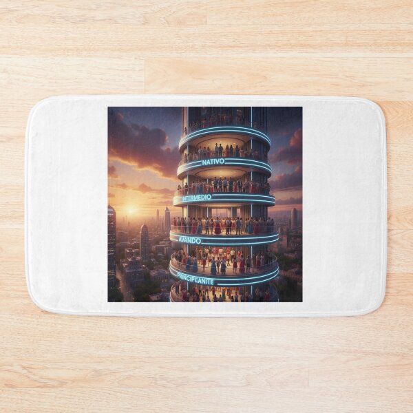 Item preview, Spanish language tower Latin America levels learner progress art CDMX gift designed and sold by language-des.