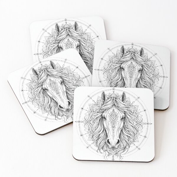 Item preview, Sacred Horse Mandala Line Art | Spiritual Strength & Freedom Symbolism designed and sold by suryabumblee.