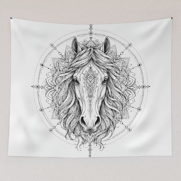 Item preview, Sacred Horse Mandala Line Art | Spiritual Strength & Freedom Symbolism designed and sold by suryabumblee.