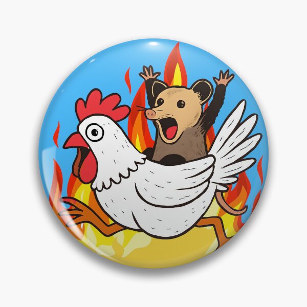 Item preview, Flaming panic possum riding chicken funny animals designed and sold by BigMRanch.