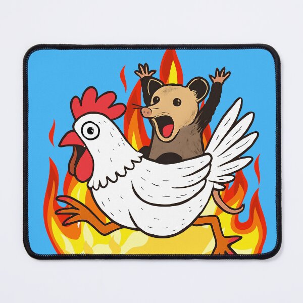 Item preview, Flaming panic possum riding chicken funny animals designed and sold by BigMRanch.