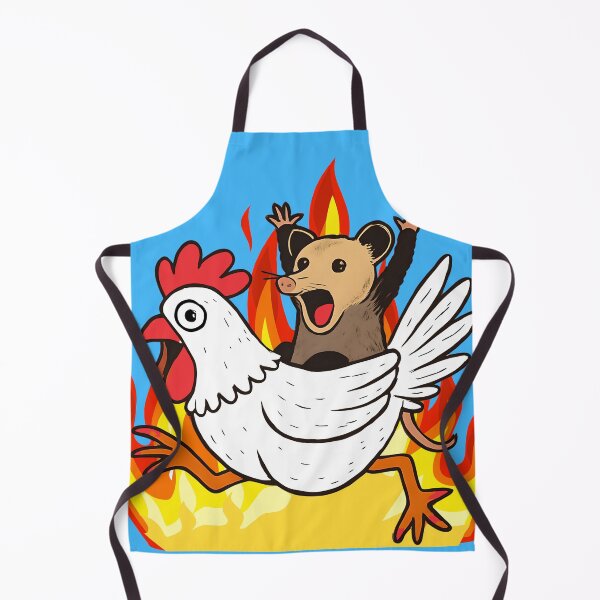 Item preview, Flaming panic possum riding chicken funny animals designed and sold by BigMRanch.