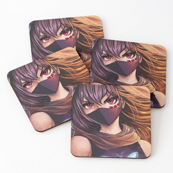 Item preview, Portrait of a ninja warrior masked with luminous fuchsia eyes designed and sold by Libellule Senseï.