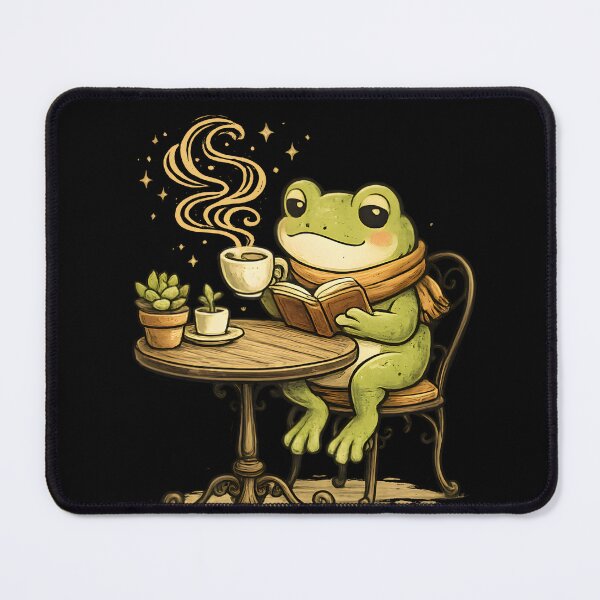 Item preview, Cozy Frog Cafe Reading Book Coffee Lover Cute Cottagecore T-Shirt & Sticker designed and sold by Akter-sikder.