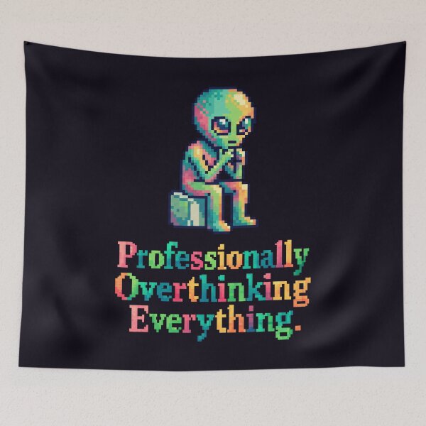 Item preview, Out of Context No.5: Professionally Overthinking Everything Pixel Art Alien designed and sold by NO BEAVER NO PUNK.