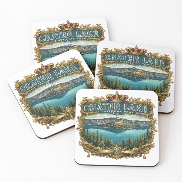 Item preview, Crater Lake Royal Vintage Design – Luxury National Park Illustration with Crown Frame designed and sold by artistezone.